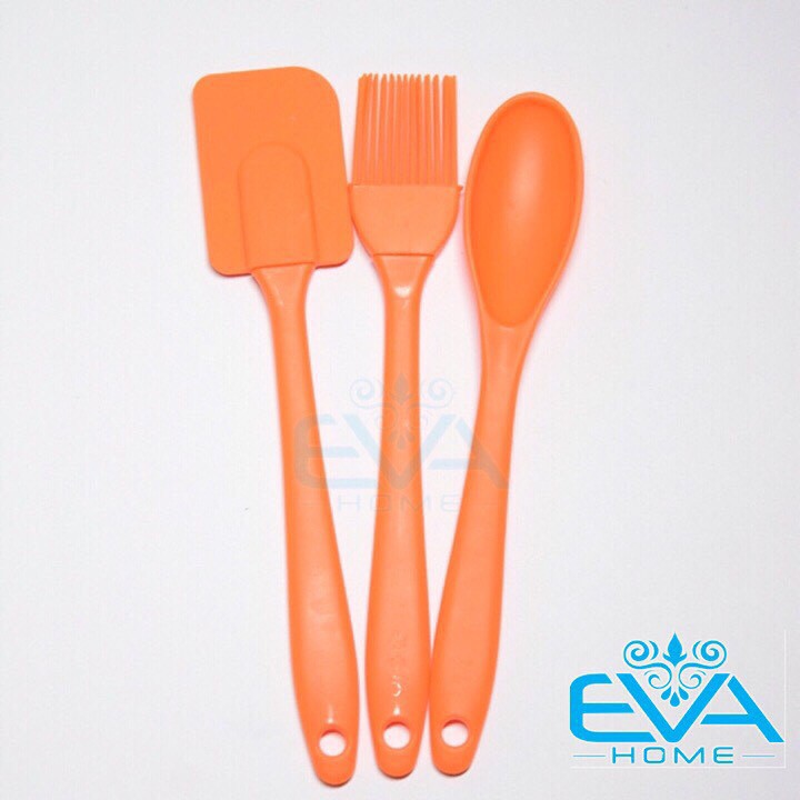 Bộ 3 Dụng Cụ Làm Bánh Gồm Chổi Quét - Muỗng - Cây Vét Bột Silicone