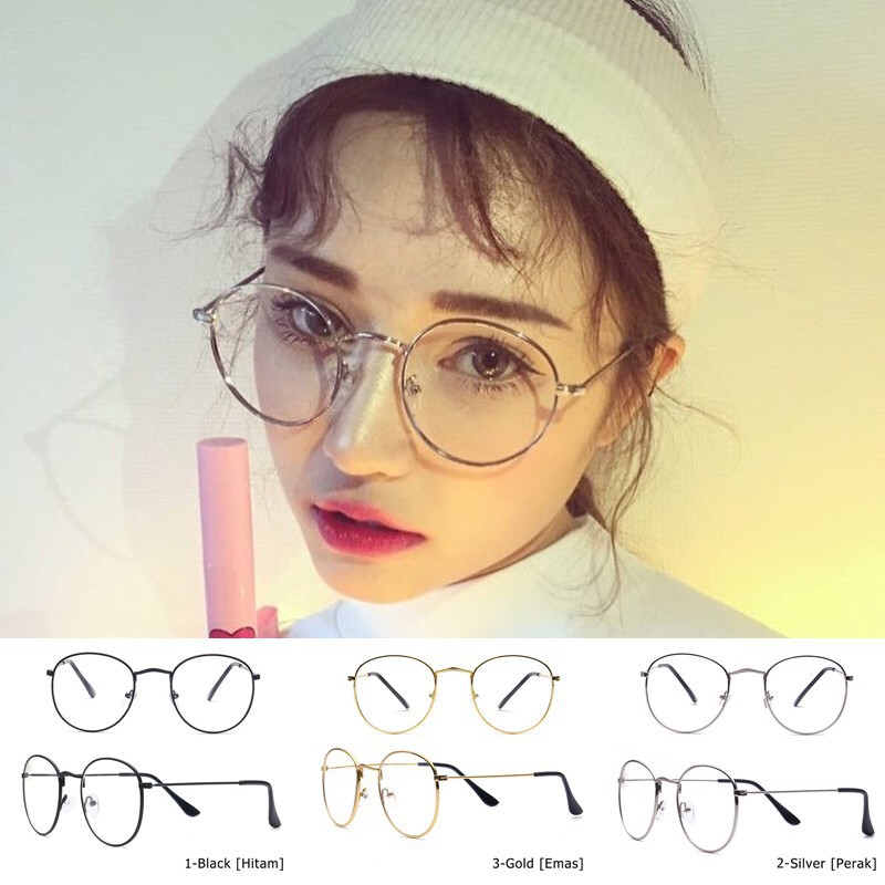 Korean  Eyeglasses for Women Metal Eyeglass Glasses Frame Round Female Student Vintage  Eyewear