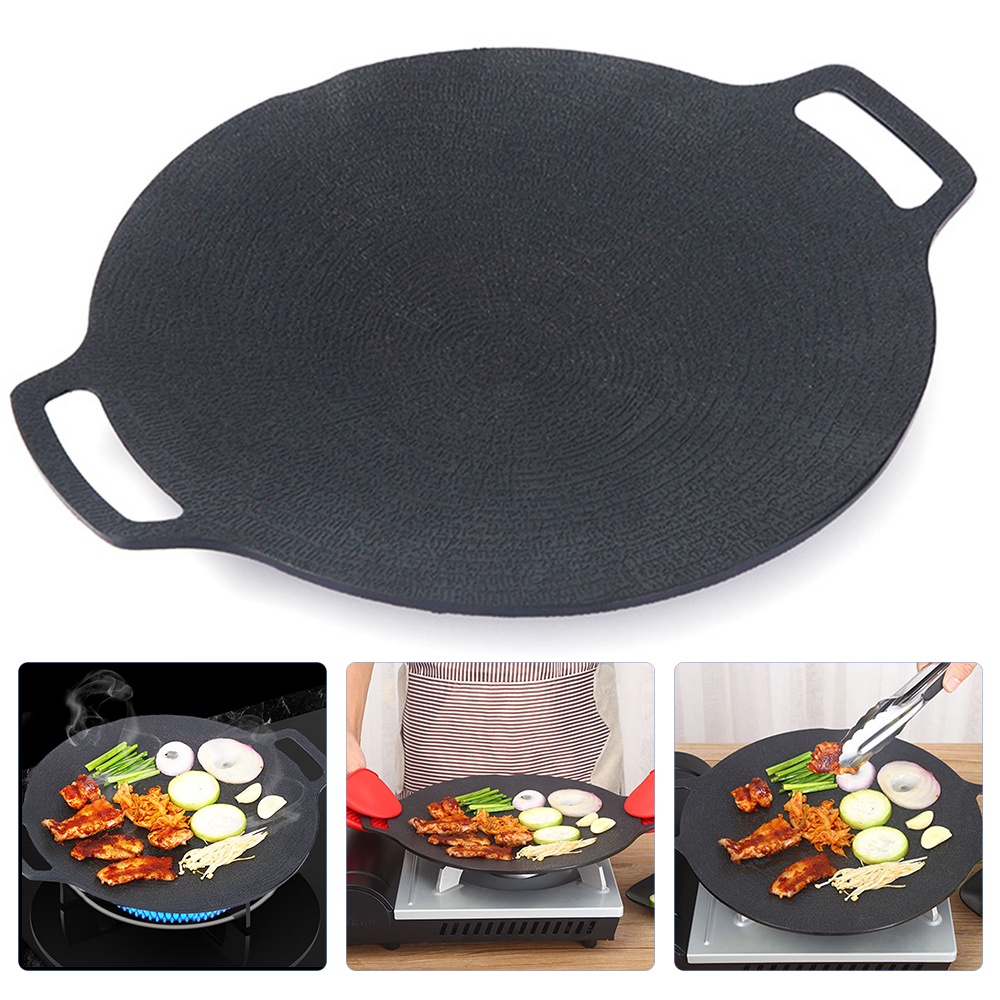Chảo Đá Tròn Nướng Thịt Bbq Không Dính Phong Cách Hàn Quốc