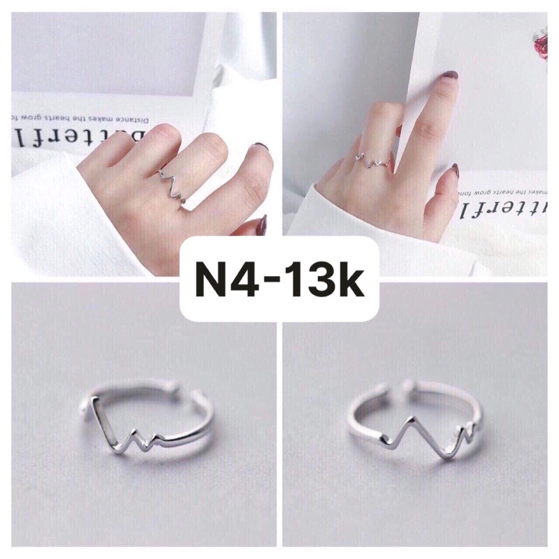 NHẪN THỜI TRANG MÀU BẠC HÌNH NHỊP TIM