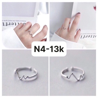 Nhẫn thời trang màu bạc hình nhịp tim