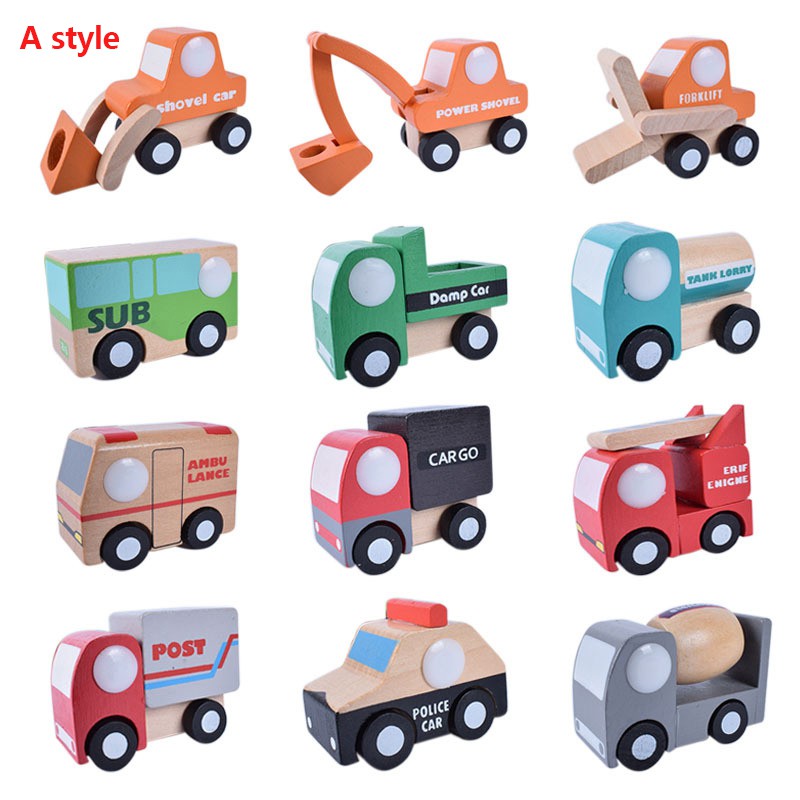12 CÁI Xe ô tô bằng gỗ Mô hình Đồ chơi Trẻ em Giáo dục Bộ đồ chơi Xe hơi