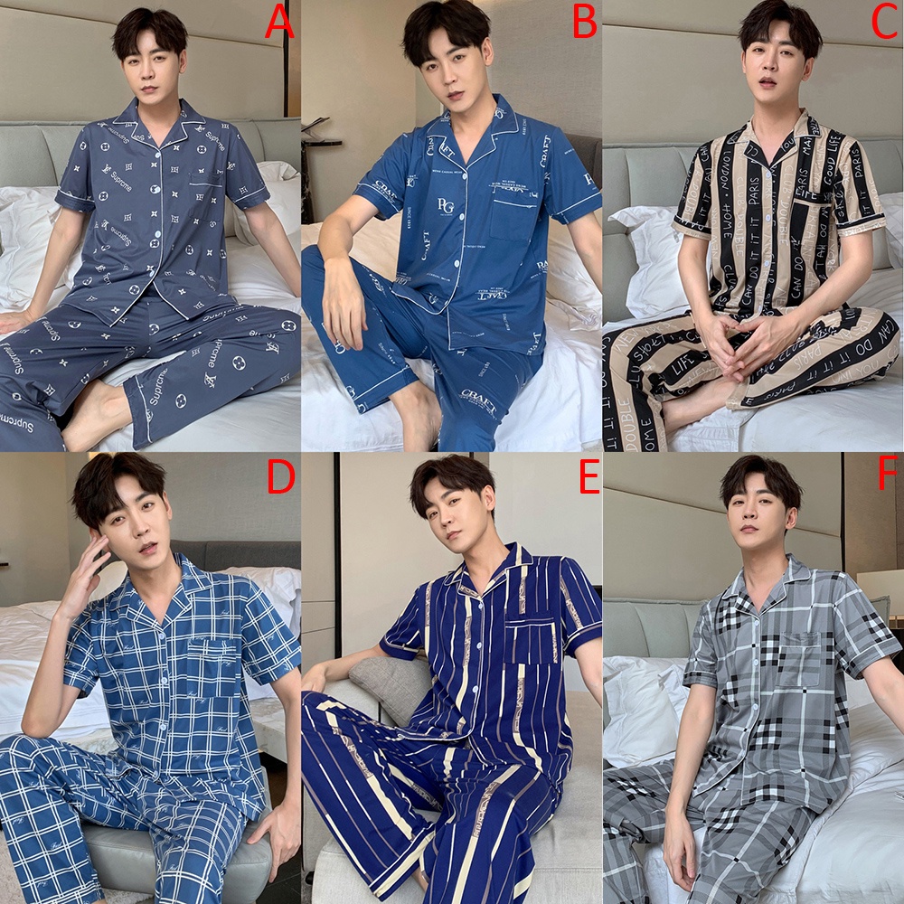 Bộ Đồ Ngủ Tay Ngắn Chất Liệu Cotton Thời Trang Hàn Quốc Cho Nam