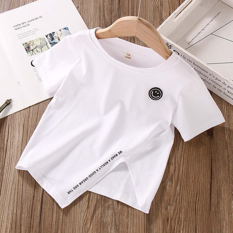 Áo Thun Cotton Tay Ngắn Hở Bụng Phong Cách Thời Trang Mới Dành Cho Bé Gái 2022