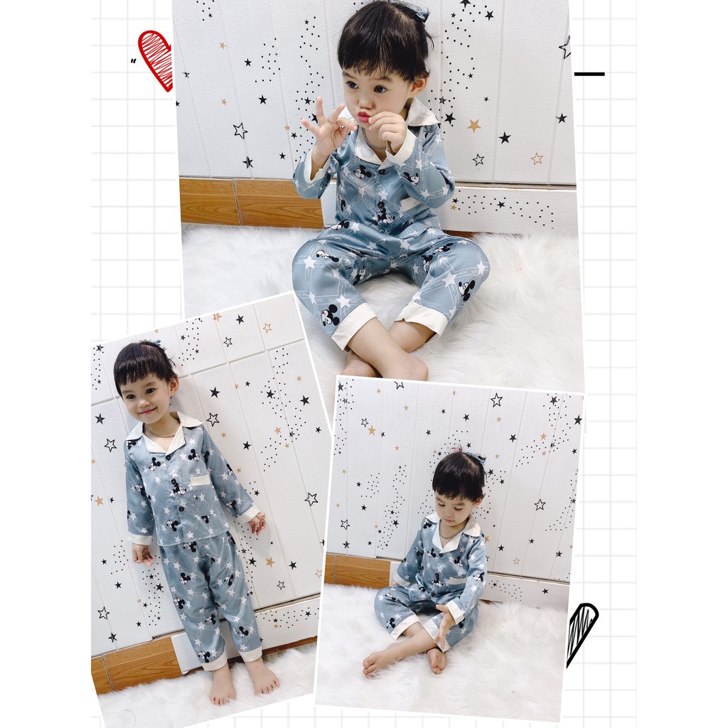 Bộ pijama lụa dài tay xinh yêu cho bé gái - BPLM