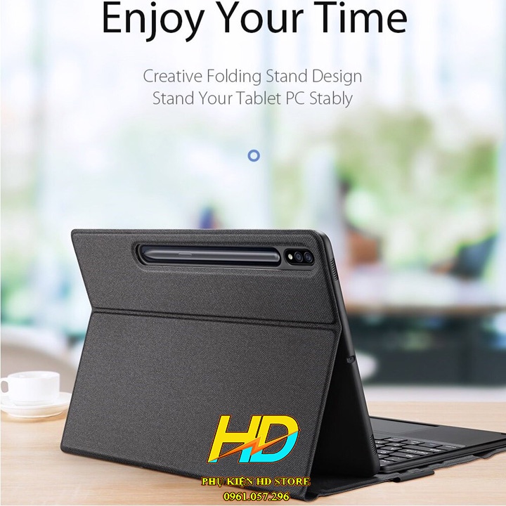 Bao Da Samsung Tab S7 FE, S7/ S7 Plus, S8/S8 Plus, S6 Lite,S6 Lite 2022 Kèm Bàn Phím Có Di Chuột TouchPad Hãng Dux Ducis
