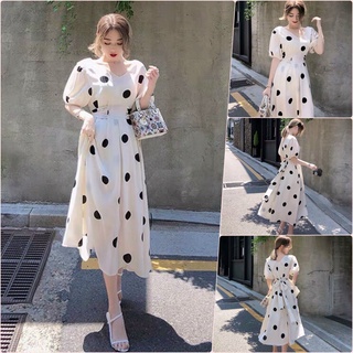 Đầm xòe dài chấm bi