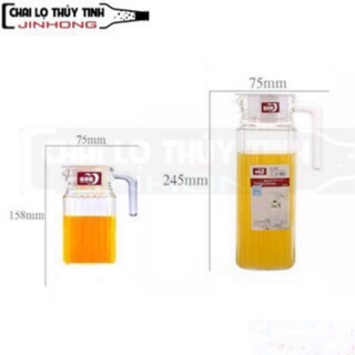 Bình quai thủy tinh miệng rót sọc lục giác 500ml