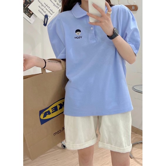 Áo Polo Nữ Nam Chất Liệu Mát Mẻ In Hình Cô Bé Kẹt Tóc Đáng Yêu Phong Cách Hàn Quốc Trẻ Trung  TTQ0480