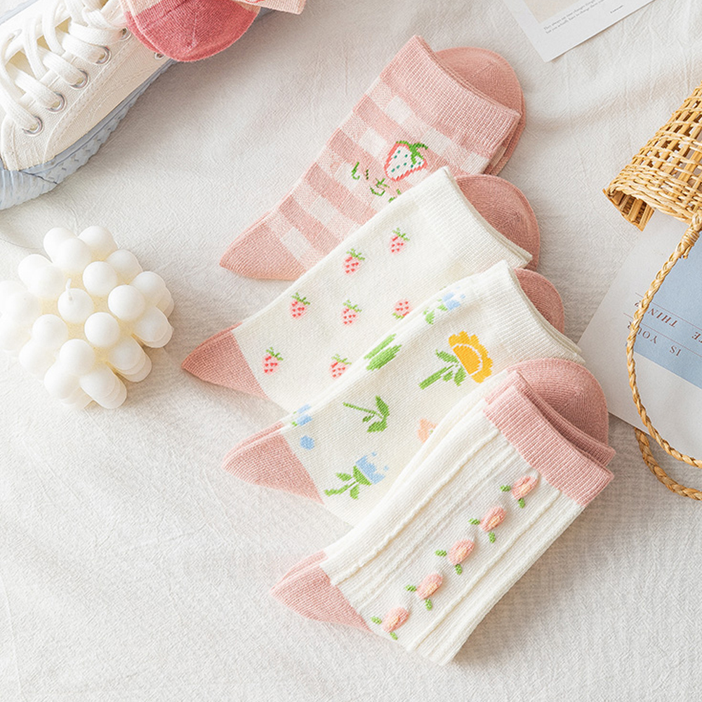 Vớ Cotton In Họa Tiết Trái Cây Xinh Xắn Dành Cho Nữ