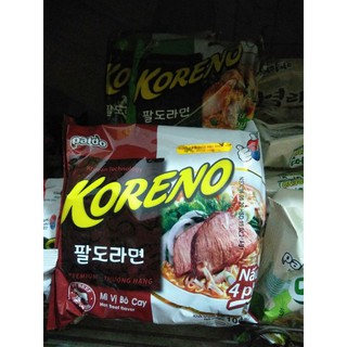 Combo 3 gói Mì tôm koreno vị gà, bò, kim chi 100g