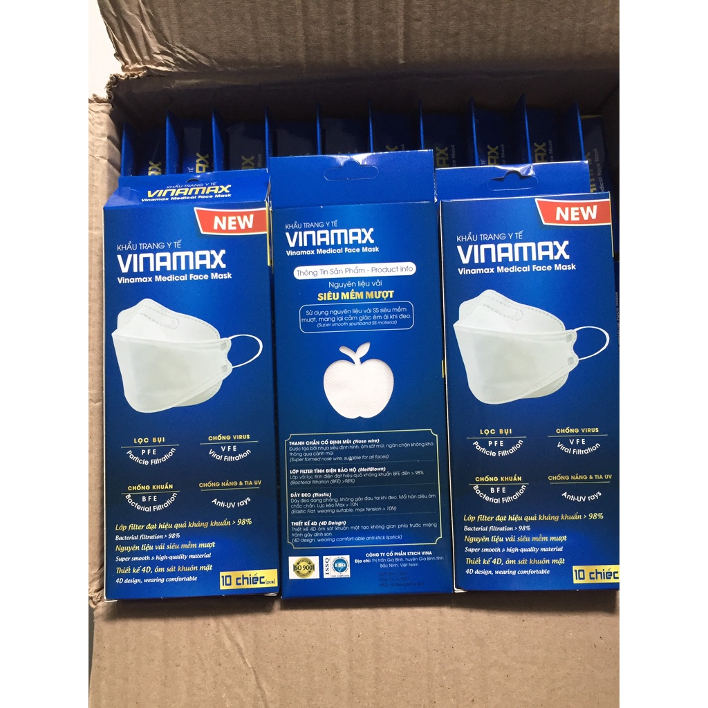 10 chiếc khẩu trang KF94 VINAMAX 4D, khẩu trang 4 lớp
