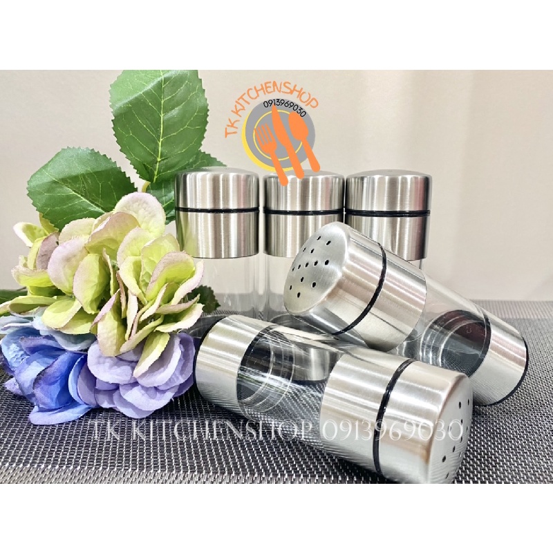 Lọ đựng tăm, tiêu, muối phong cách khách sạn 5 sao cao cấp kích thước ĐK4x10CM chất liệu inox 304 và nhựa PC cao cấp