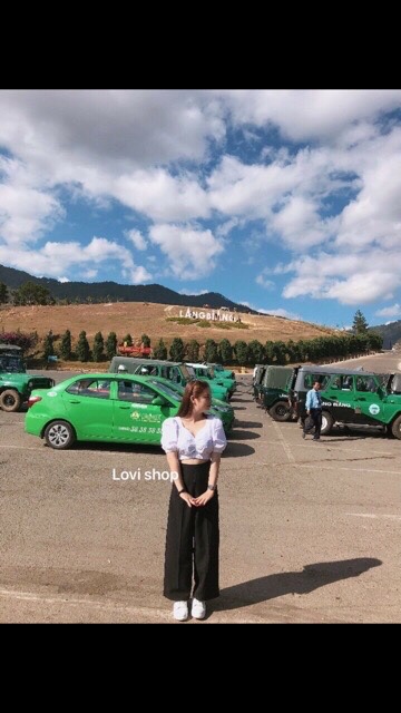 Quần ống rộng nữ culottes khóa kéo hông không túi 3 màu: đen, kem, trắng Lovi