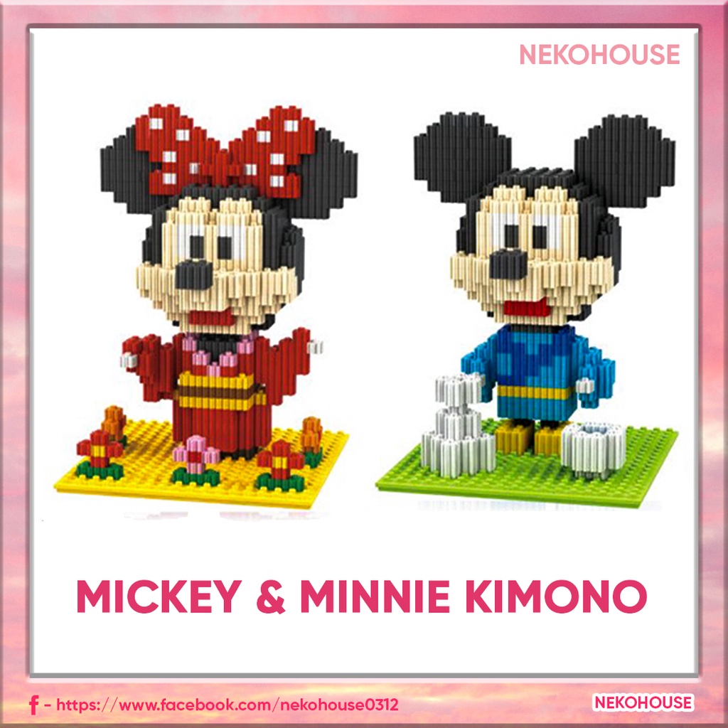 Đồ chơi lắp ráp lego Mickey và Minnie mặc Kimono