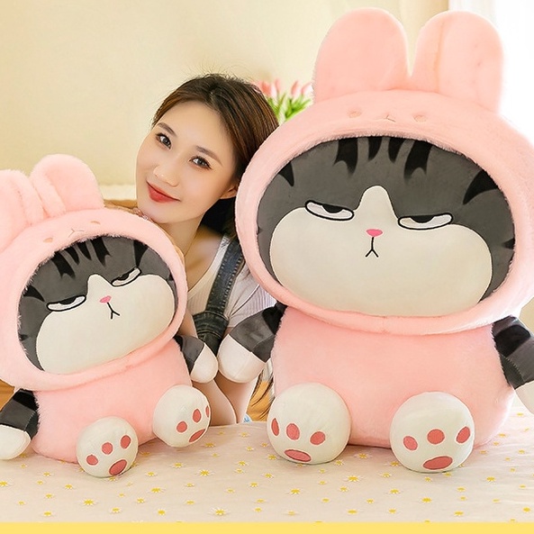 Gấu Bông Mèo Hoàng Thượng Lốt Thỏ, Mèo Hoàng Thượng Cosplay Ếch Xanh, gấu trúc, Chất Liệu Lông Mịn Cao Cấp