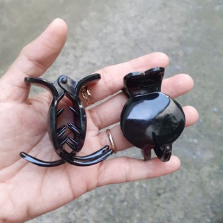 Kẹp tóc 3 răng tròn màu đen bóng (Ảnh thật)