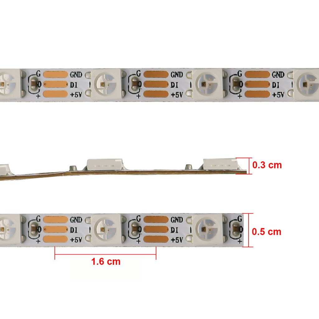 LED DÁN WS2812B MỎNG 5MM DÒNG SẢN PHẨM CHẤT LƯỢNG CAO CUỘN 1 MÉT | BigBuy360 - bigbuy360.vn