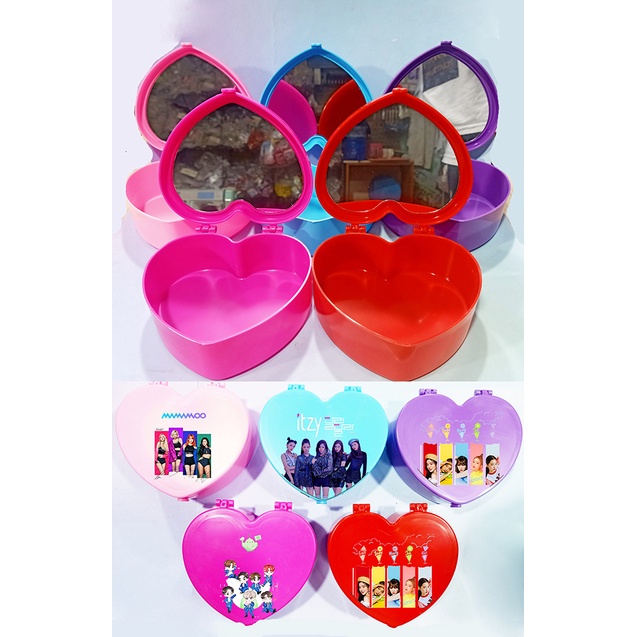 Hộp tim got7 mamamoo red velvet itzy kèm gương HKG27 dễ thương cute đựng trang sức hoạt hình