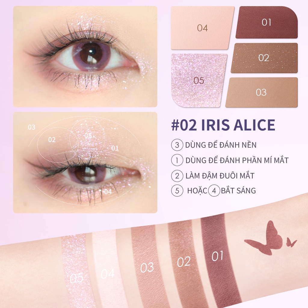 Bảng Phấn Mắt FOCALLURE 5 Màu Tông Nhũ Và Lì Chống Mồ Hôi