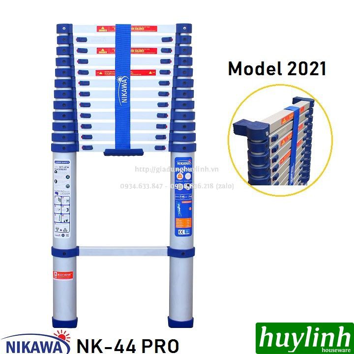 Thang nhôm rút đơn Nikawa NK-44 PRO - 4.4 mét - New 2021