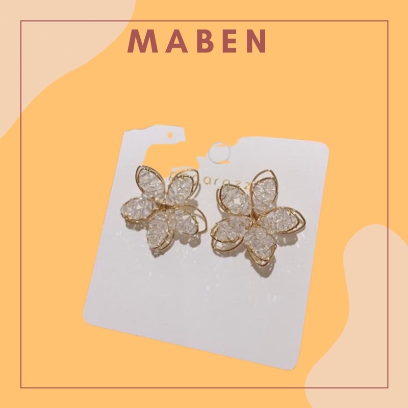 Hoa tai bông hoa 5 cánh đính đá - Maben
