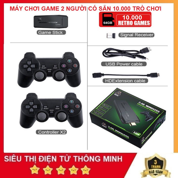 Máy Chơi Game 2 Người, Tặng Thẻ Nhớ 64g Có Sẵn 10.000 Trò Chơi - Dùng Cổng HDMI Kết Nối TiVi