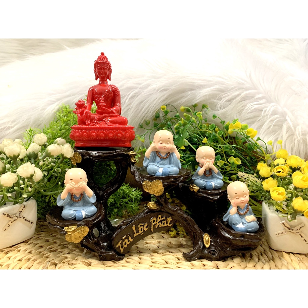 Full Set Phật Tổ và các đệ tử La Hán tọa đế Tài Lộc Phát (Hình Thật)