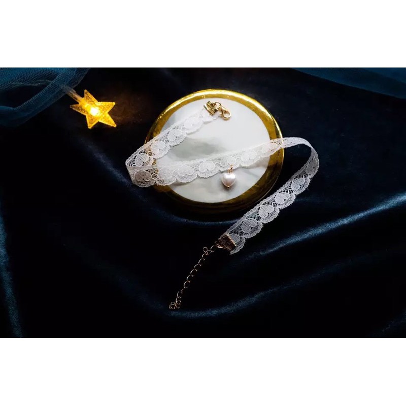 Choker trắng dễ thương tiểu thư