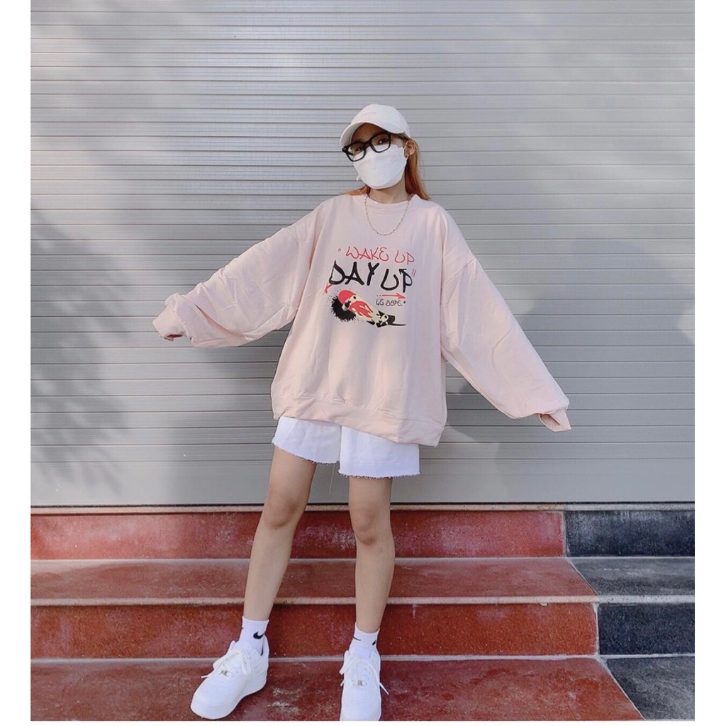Áo Nỉ Sweater Nữ Form Rộng Tay Bồng Unisex Phong Cách Hàn Quốc  In Chữ DAY UP | BigBuy360 - bigbuy360.vn