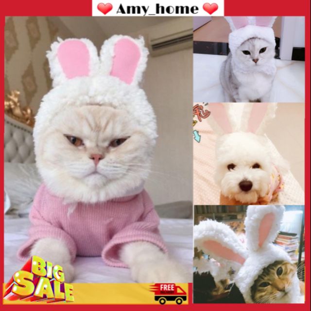 Quần áo chó mèo - Mũ tai thỏ cho chó mèo (&lt;5kg)