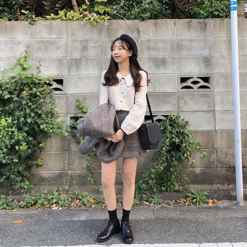 Áo Sơ Mi Tay Dài Thời Trang Hàn Quốc Thanh Lịch Cho Nữ