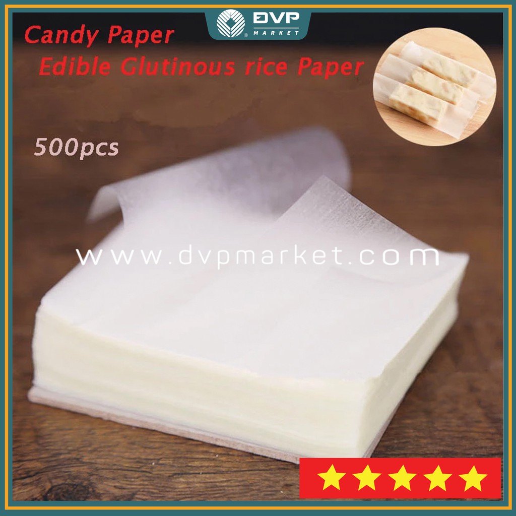 Hộp 500 tờ giấy gạo gói kẹo nougat, kẹo dừa, kẹo sữa,...