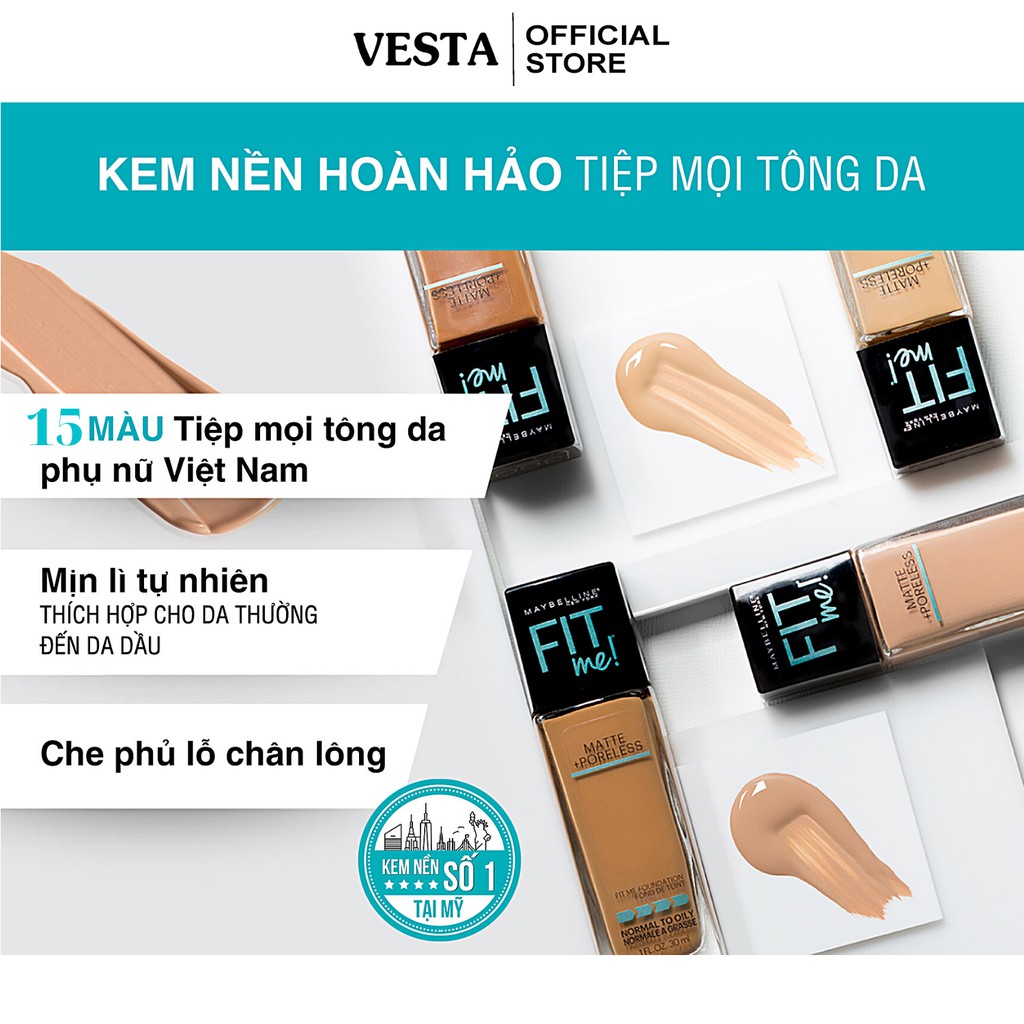 Kem Nền Mịn Nhẹ Kiềm Dầu Chống Nắng Fit Me Maybelline New York Matte SPF 22 30ml | BigBuy360 - bigbuy360.vn