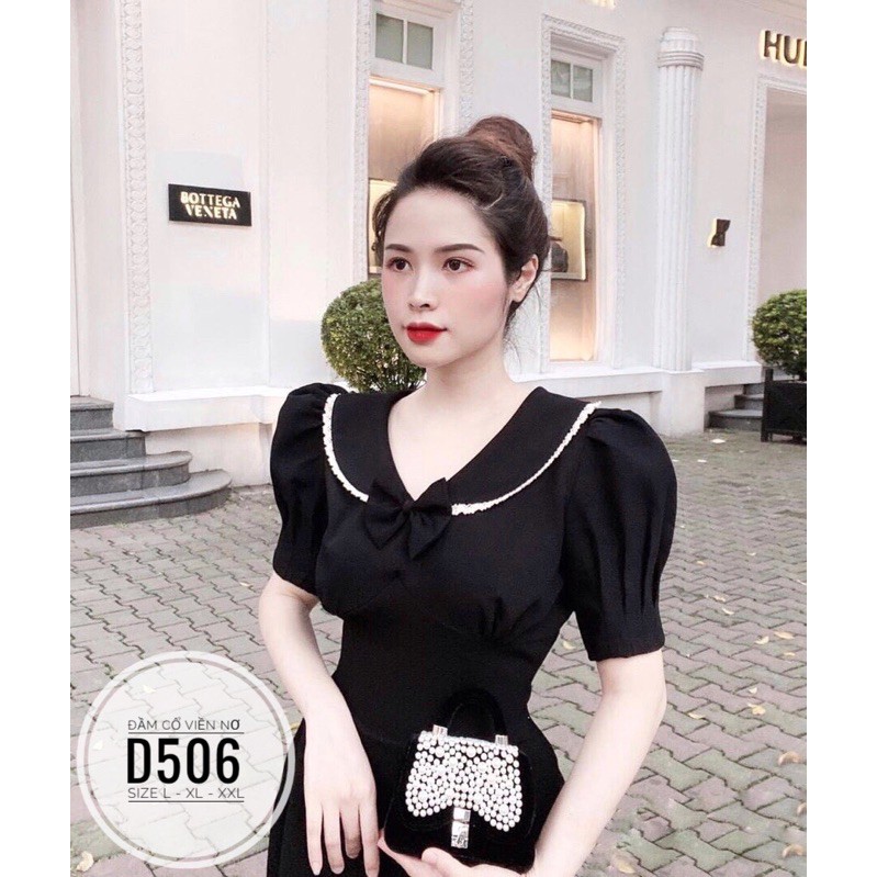 Bigsize Đầm cổ viền nơ D506