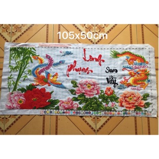 Tranh thêu chữ thập long phụng sum vầy