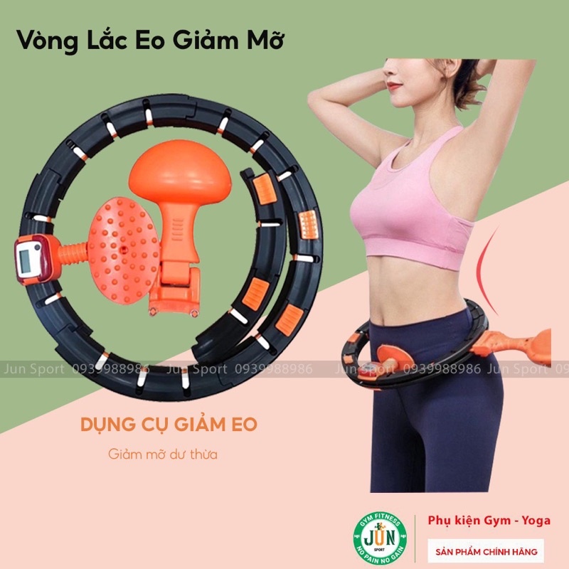 Vòng lắc eo thông minh giảm mỡ bụng có đếm số Hula Hoop, Vòng xoay eo massage giá rẻ Jun Sport