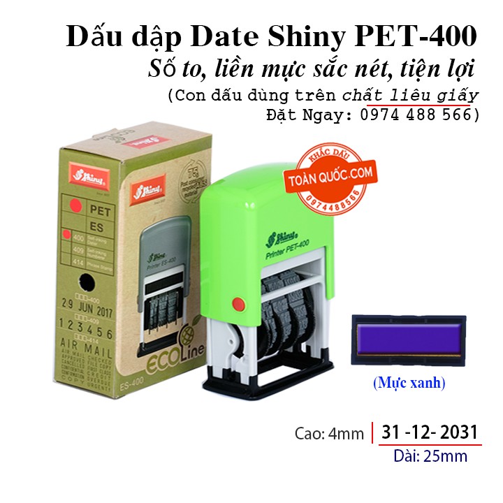 [Shiny PET-400 4mm] Dấu dập date Mini Dater PET-400 (full box)