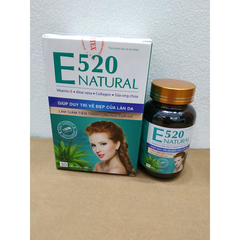 VIÊN UỐNG BỔ SUNG VITAMIN E - ĐẸP DA - MỜ NÁM - SÁNG DA - E520 NATURAL - COLLAGEN - SỮA ONG CHÚA - LÔ HỘI - LỌ 30 VIÊN | BigBuy360 - bigbuy360.vn