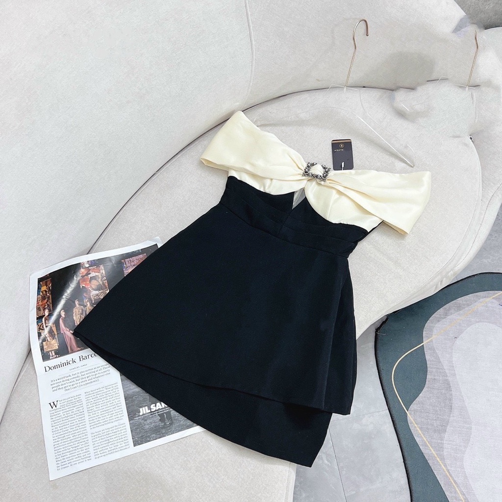 Váy tapta đen phối nơ