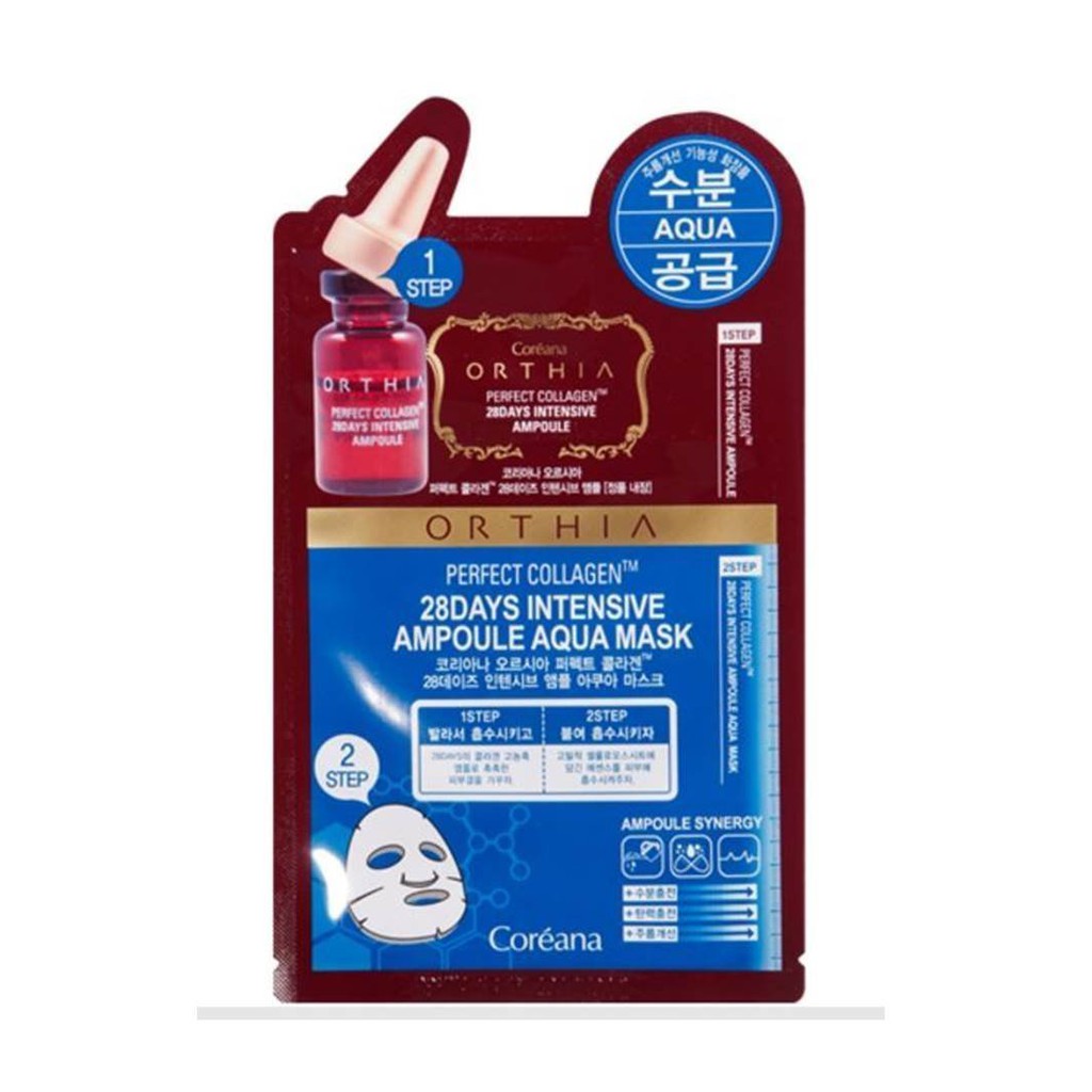 MẶT NẠ DƯỠNG ẨM Coreana Orthia Perfect Collagen TM 28Days Intensive Ampoule Aqua