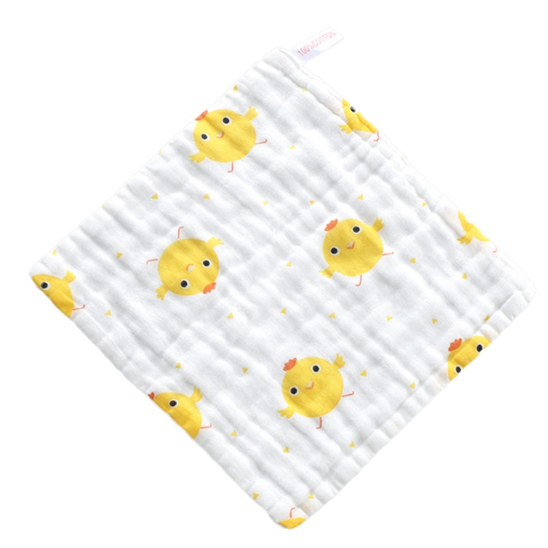 Bộ 5 Khăn Lau Mặt 6 Lớp Chất Liệu Cotton Muslin In Họa Tiết Trái Cây / Động Vật Hoạt Hình Cho Bé Sơ Sinh