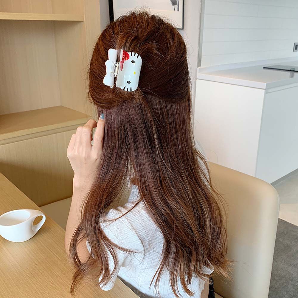 Kẹp tóc acrylic họa tiết mèo hoạt hình dễ thương tùy chọn màu sắc cho nữ