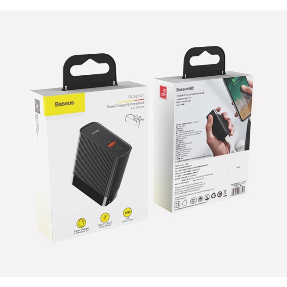 [CHÍNH HÃNG] Củ Sạc Baseus Tích Hợp Pin Dự Phòng 5000mah (CHT901) Siêu Nhỏ Gọn 2 Trong 1 Sạc Nhanh Hai Chiều