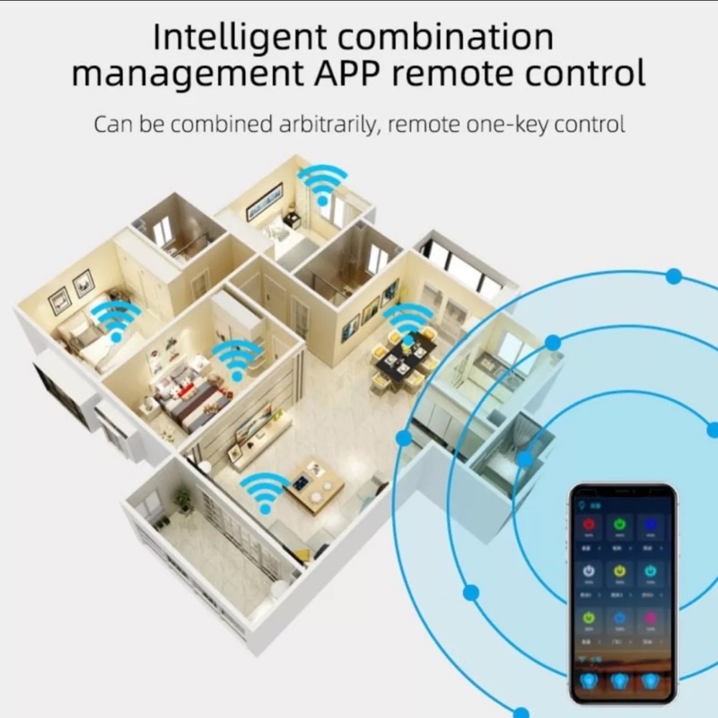 Công tắc Wifi Tuya 10A 4 kênh kèm remote RF