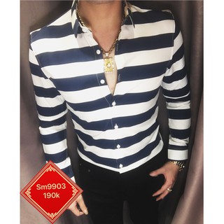 ÁO SƠ MI nam Sọc ngang đủ màu,không nhăn thoáng mát 9903