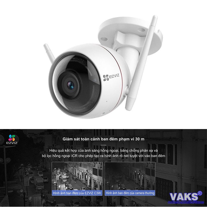 CAMERA WI-FI QUAN SÁT HỒNG NGOẠI (NGOÀI TRỜI) EZVIZ C3W Full HD 1080p, Chính hãng thương hiệu Mỹ.