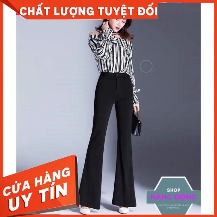 Quần Tây Nữ Lưng Cao ⚡FREESHIP⚡ Quần dài thun lưng cao 2 túi ống loe QD259 - Hàng nhập khẩu