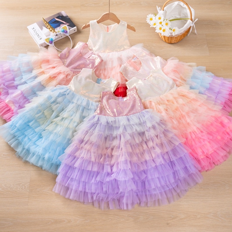 Váy Công Chúa Rainbow,Váy dự tiệc bé gái