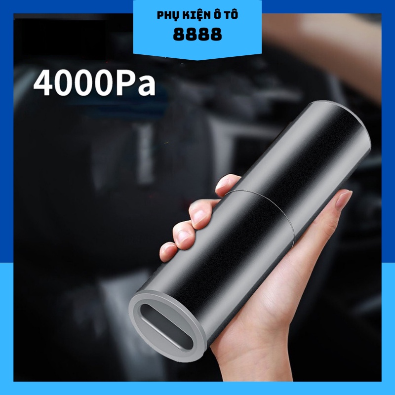 Máy Hút Bụi Ô Tô Mini 8888 Trắng/Đen, 120W, 12V, hút mạnh, sạch sẽ